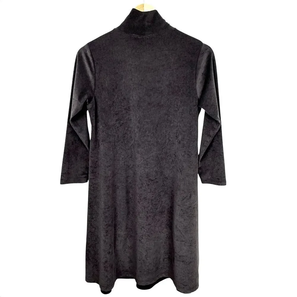 James Perse Womens Velvet Mini Dress Sz 2 Coffee 3/4 Sleeve Grunge Phoebe Buffet